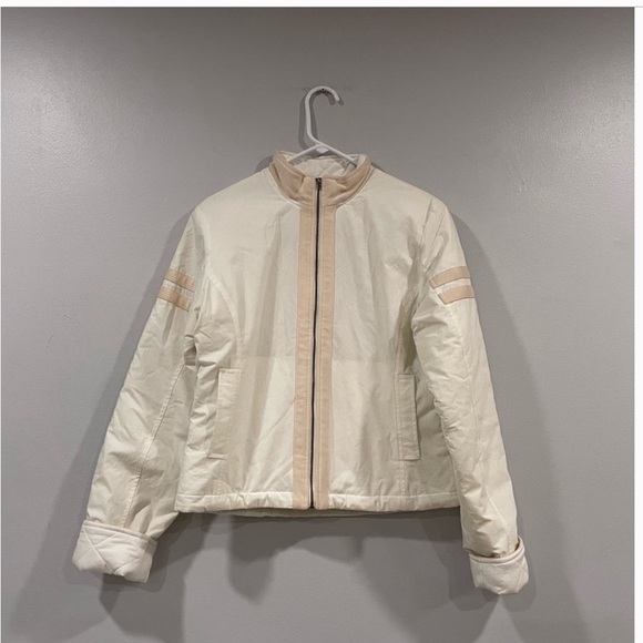 James Perse Jackets & Blazers - James Perse 100% Cotton Quilted Jacket Cream/ Off White Jacket W/ Tan Stripe NWT
